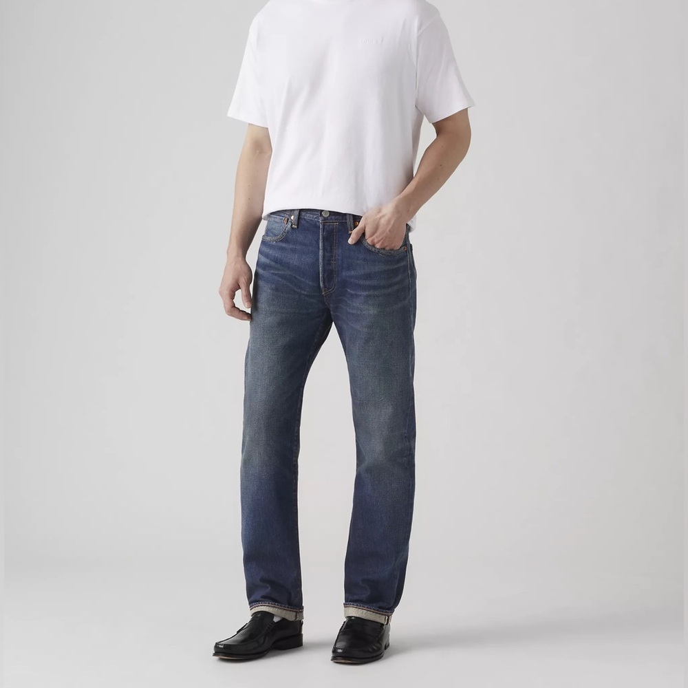 NWT Men’s Levi's 501 Original Fit Selvedge Jeans Size 34 x 32 in Bounty Hunter - Picture 2 of 16